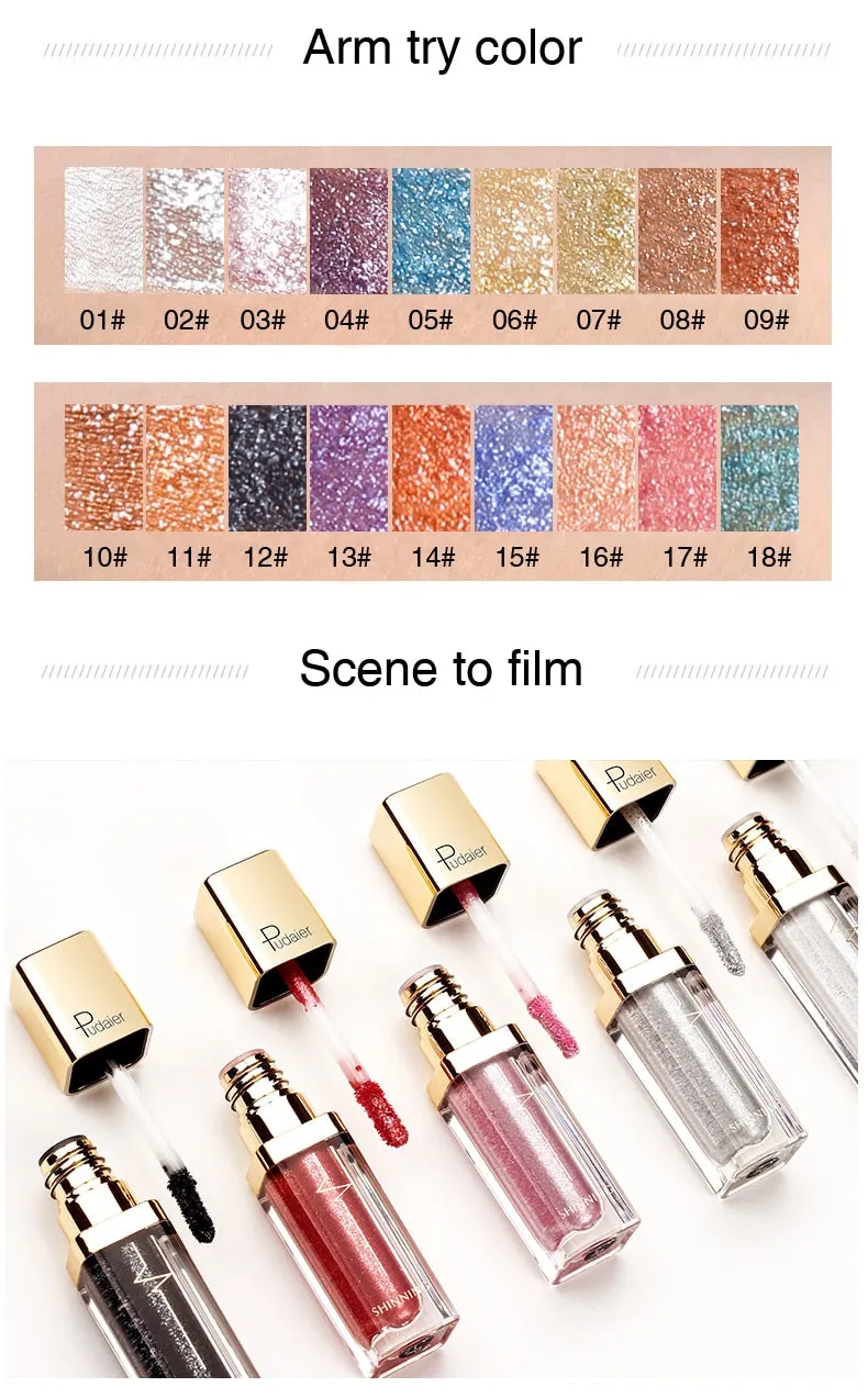 18 Colors Shine Smoky Eyeshadow Waterproof Dimond Glitter Liquid Cosmetic