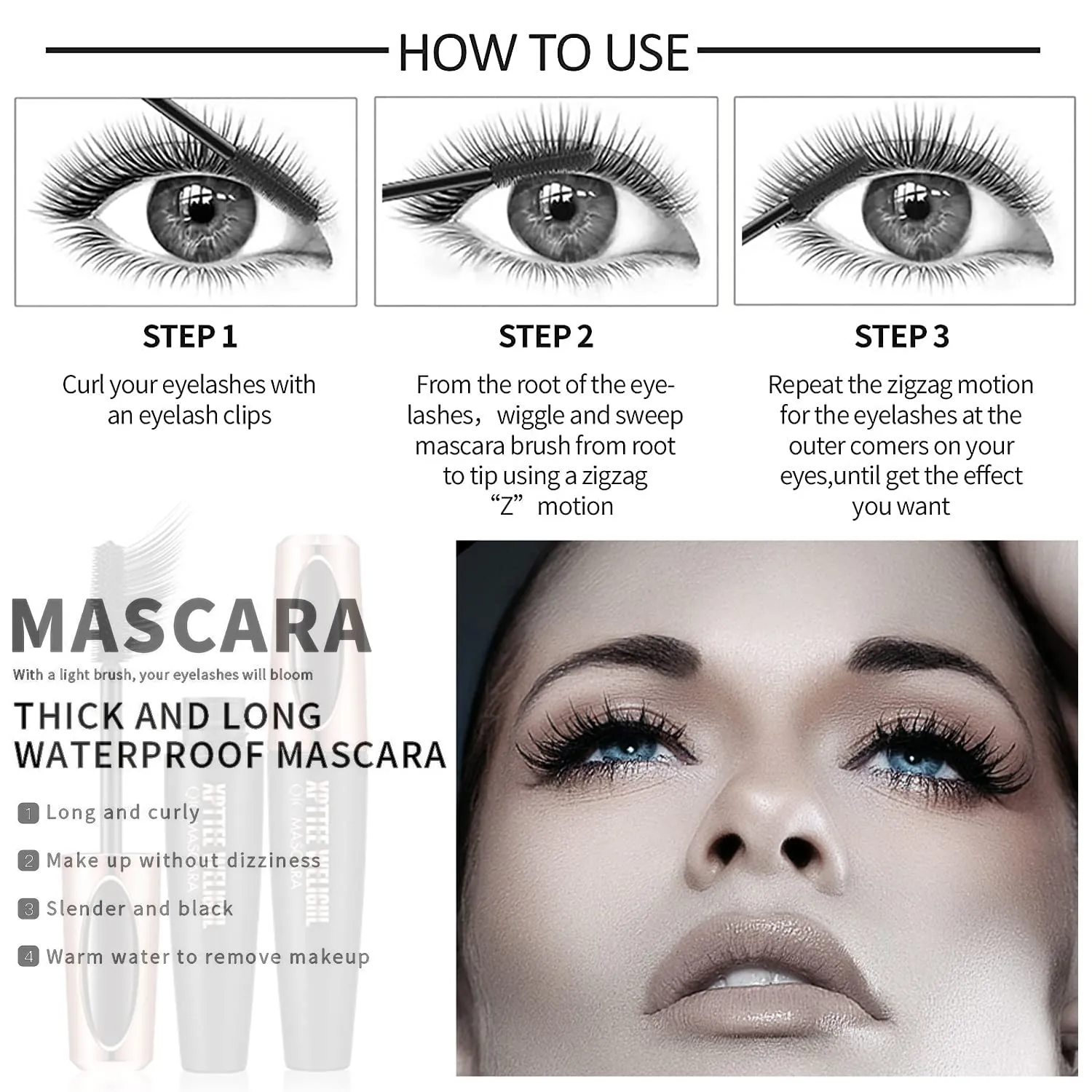 4D Silk Fiber Lash Mascara Extension Voluminous Fiber Mascara Waterproof & Smudge-Proof Mascara Long-Lasting No Flaking Natural No Clumping,All Day Exquisitely Full (1 Pack)