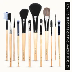 Allure Classic Ack-12 Pack Of 12 Makeup Brush Set With Travel Pouch