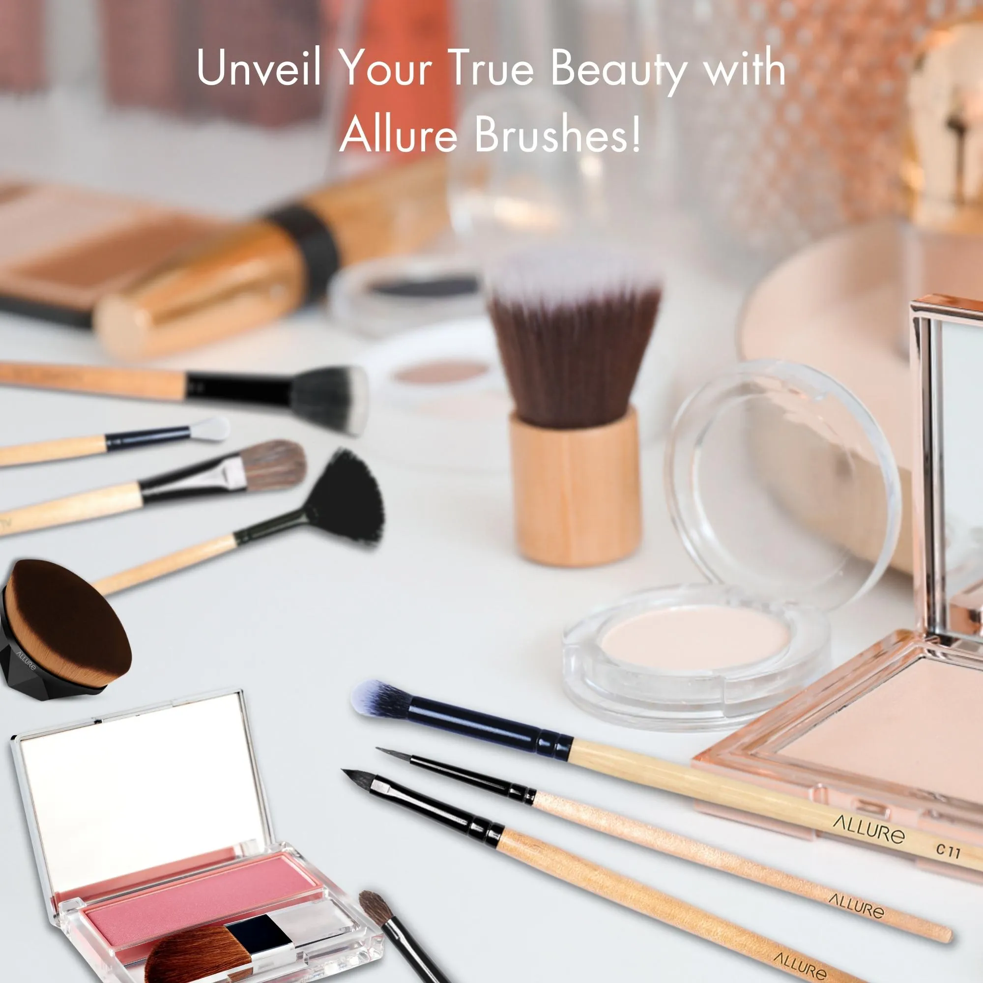 Allure Classic Ack-12 Pack Of 12 Makeup Brush Set With Travel Pouch