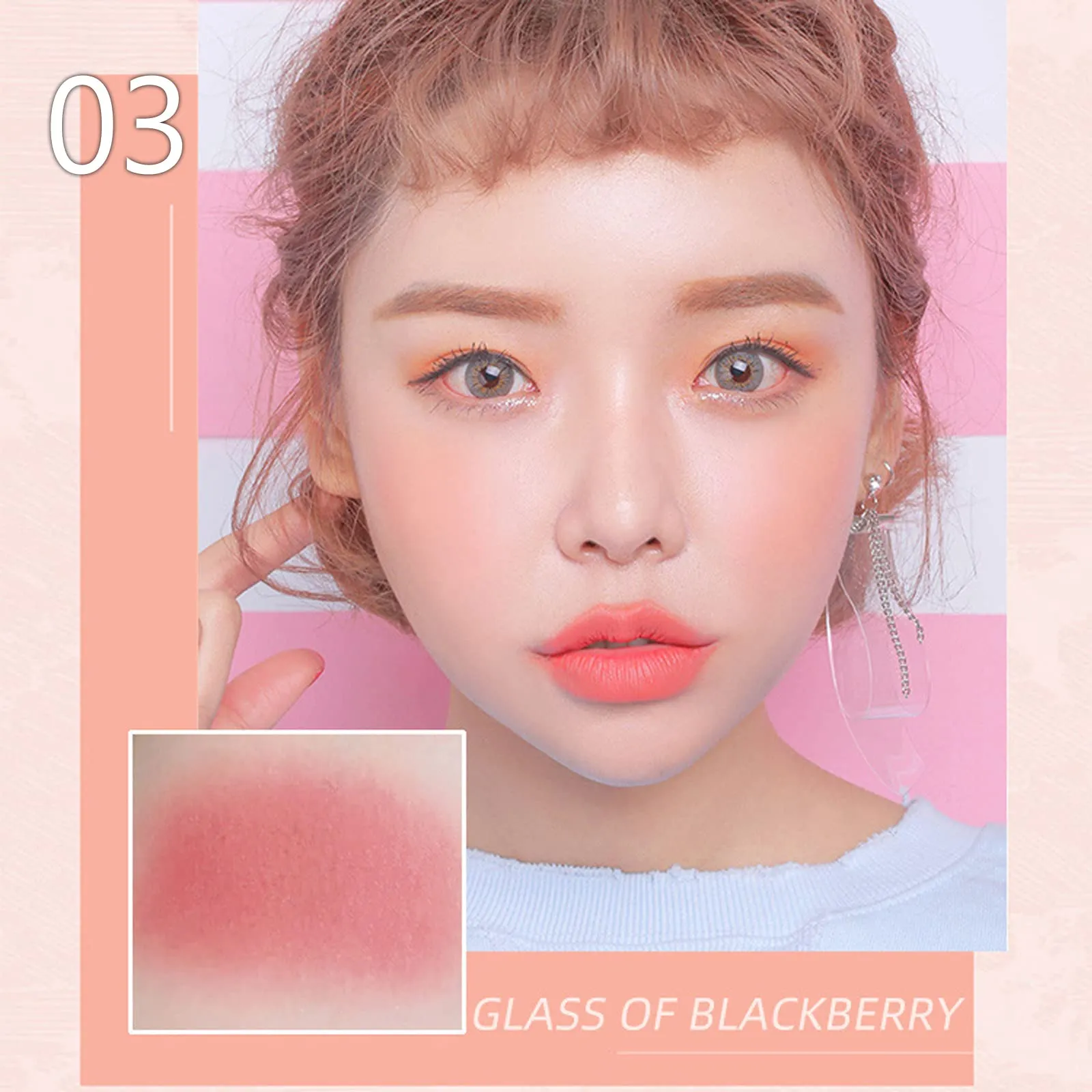 Blushers for Cheeks, 3 In 1 Color Matte Face Blush Make Up Powder, Makeup Blusher for Long-Lasting Sweat-Resistant Non-Greasy Blush Glow Matte Super Brighten Skin Shimmery Natural Look