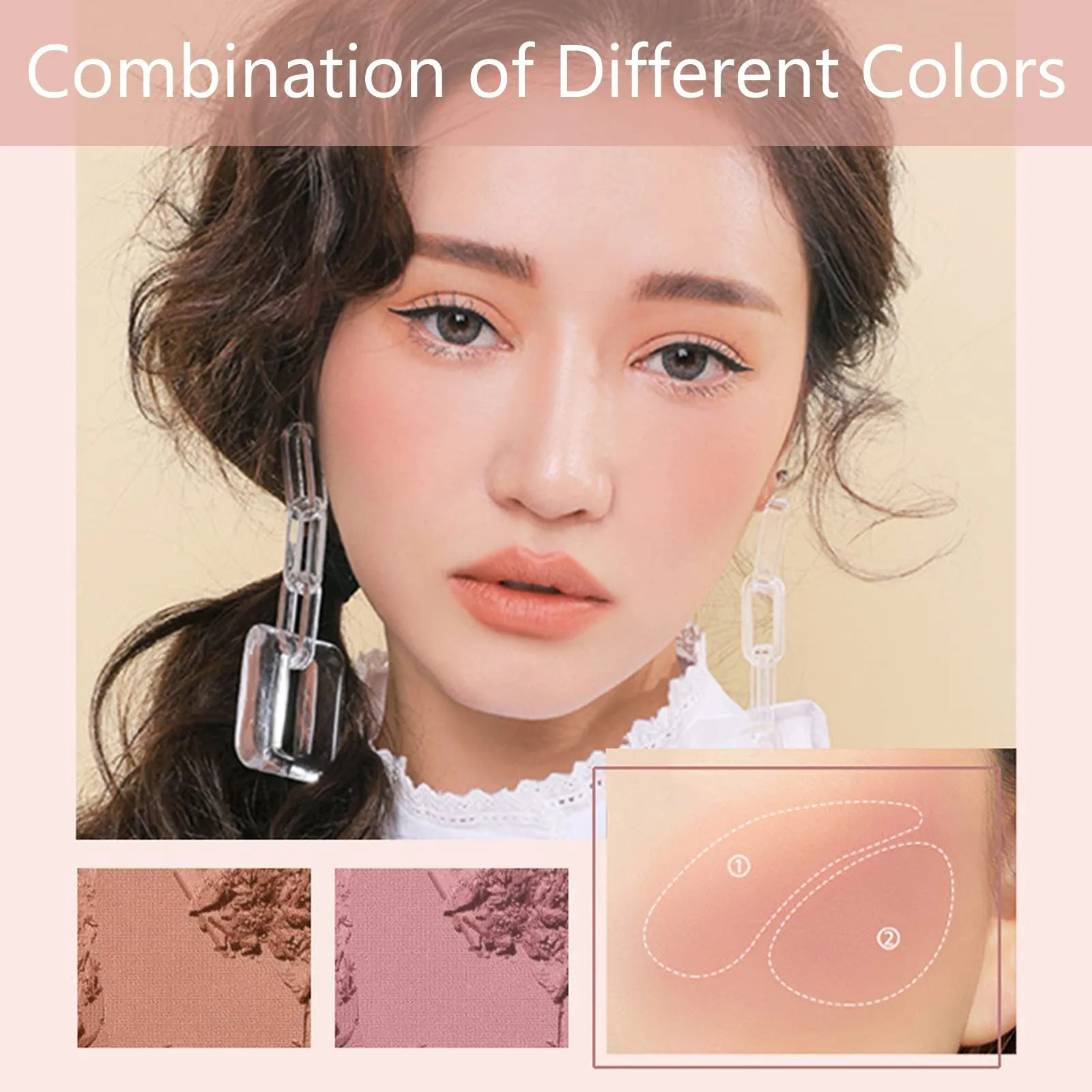 Blushers for Cheeks, 3 In 1 Color Matte Face Blush Make Up Powder, Makeup Blusher for Long-Lasting Sweat-Resistant Non-Greasy Blush Glow Matte Super Brighten Skin Shimmery Natural Look