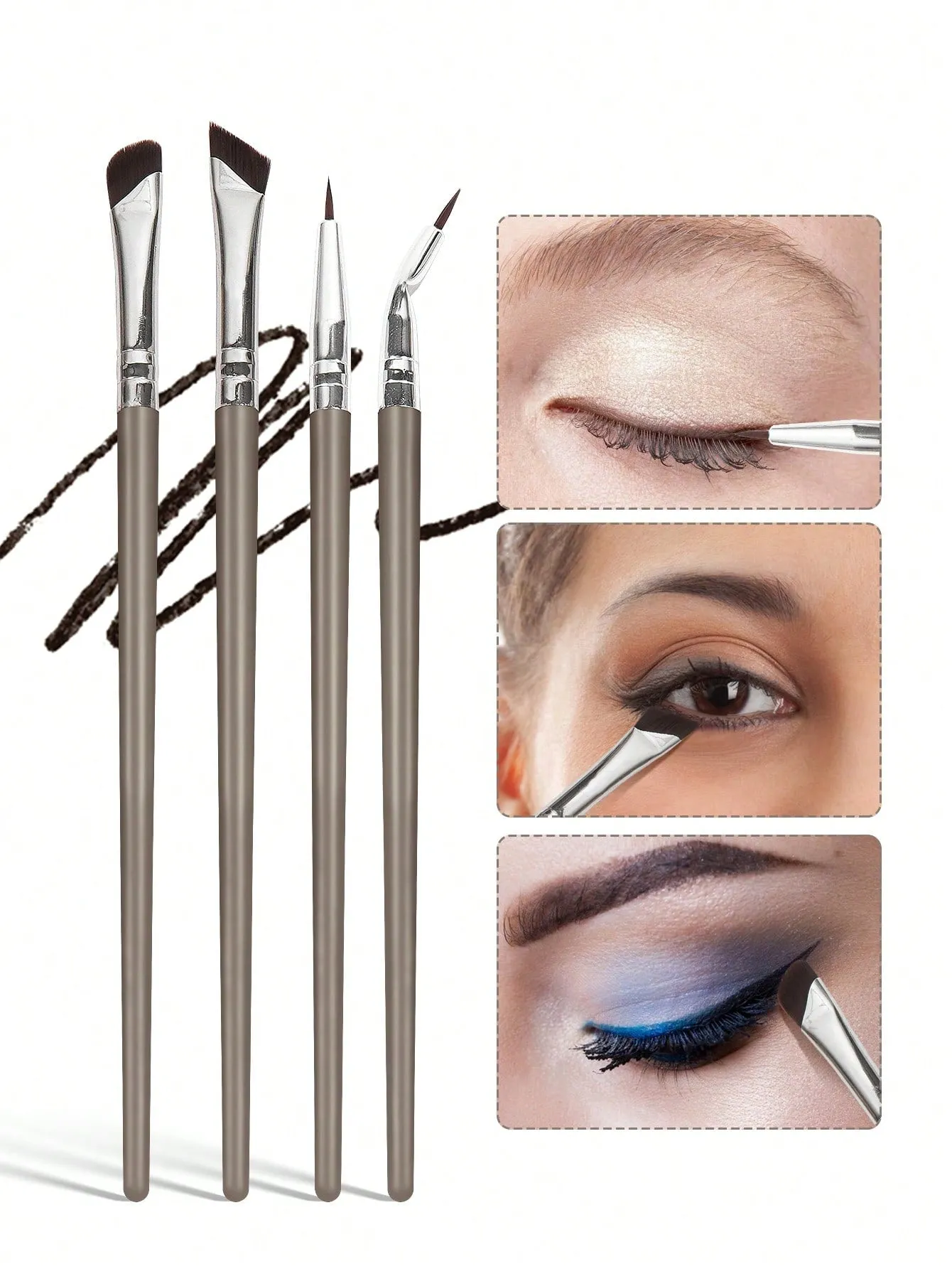 MAANGE 4pcs Professional Eye Makeup Brush Set,Eye Shadow Brush,Eyebrow Brush,Eyeliner Brush,Makeup Tools With Soft Fiber For Easy Carrying,Brush For Travel