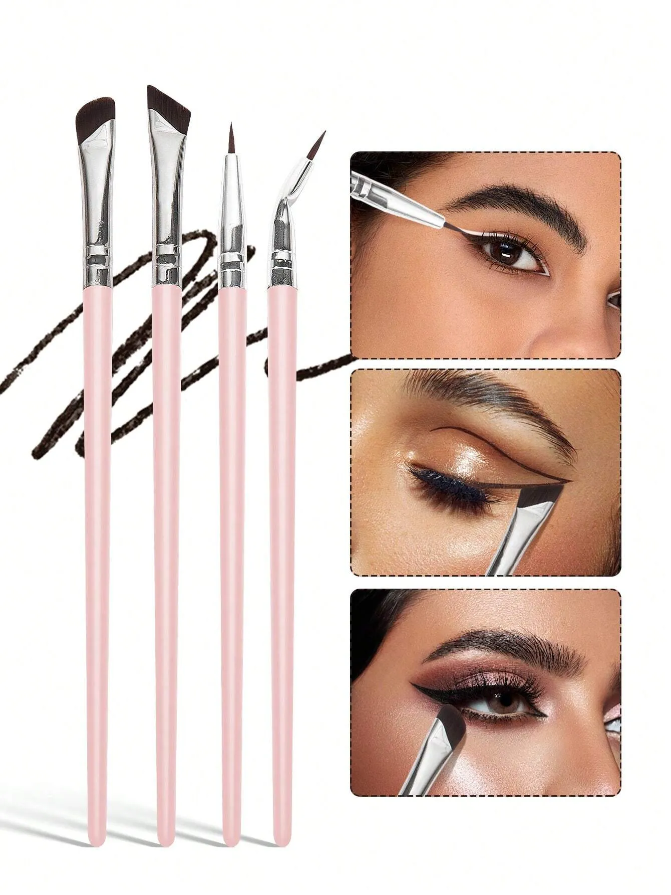 MAANGE 4pcs Professional Eye Makeup Brush Set,Eye Shadow Brush,Eyebrow Brush,Eyeliner Brush,Makeup Tools With Soft Fiber For Easy Carrying,Brush For Travel