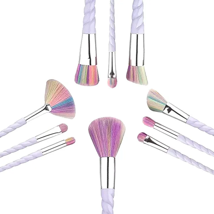 Professional 10PCS Spiral White Handle Makeup Brushes