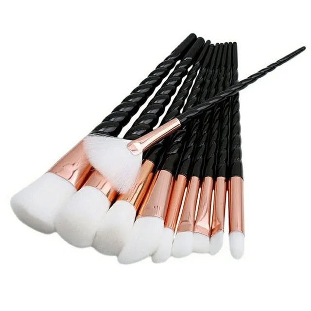 Professional 10PCS Spiral White Handle Makeup Brushes