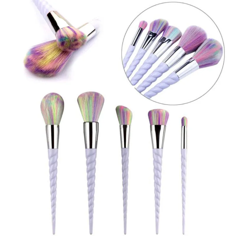 Professional 10PCS Spiral White Handle Makeup Brushes