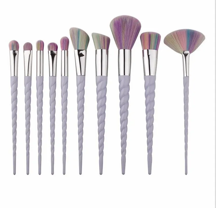 Professional 10PCS Spiral White Handle Makeup Brushes