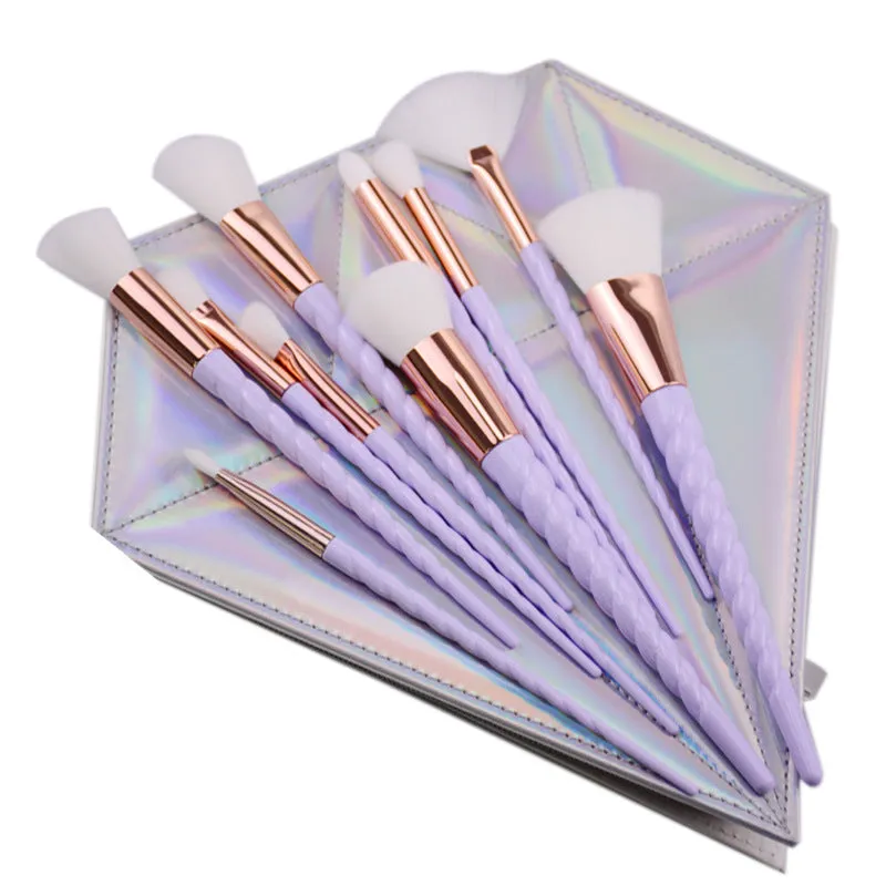 Professional 10PCS Spiral White Handle Makeup Brushes