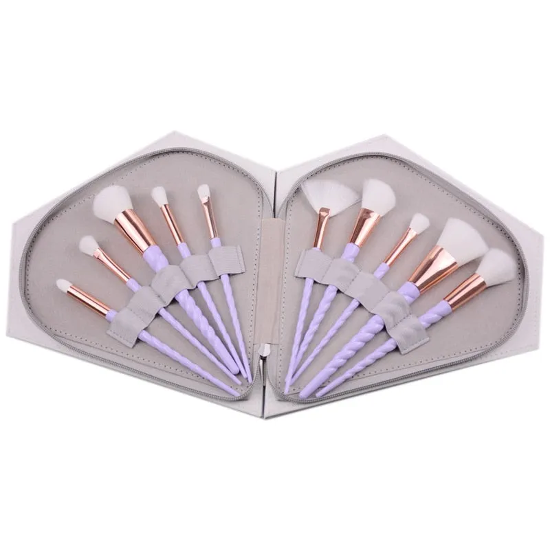 Professional 10PCS Spiral White Handle Makeup Brushes