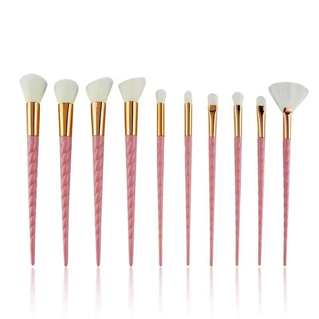Professional 10PCS Spiral White Handle Makeup Brushes
