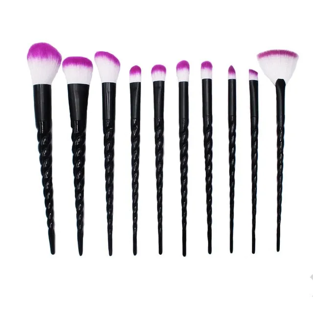 Professional 10PCS Spiral White Handle Makeup Brushes
