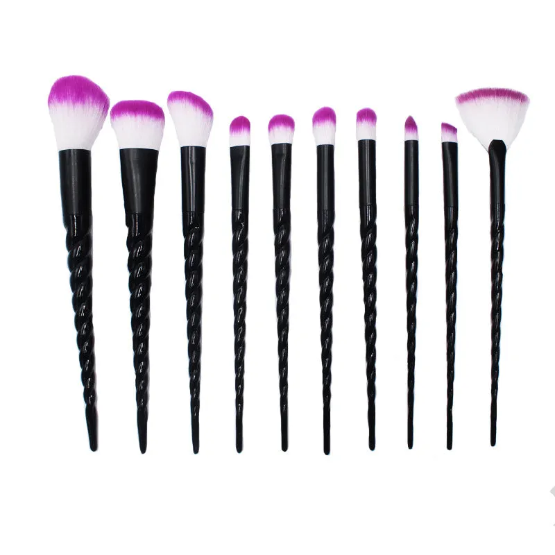 Professional 10PCS Spiral White Handle Makeup Brushes