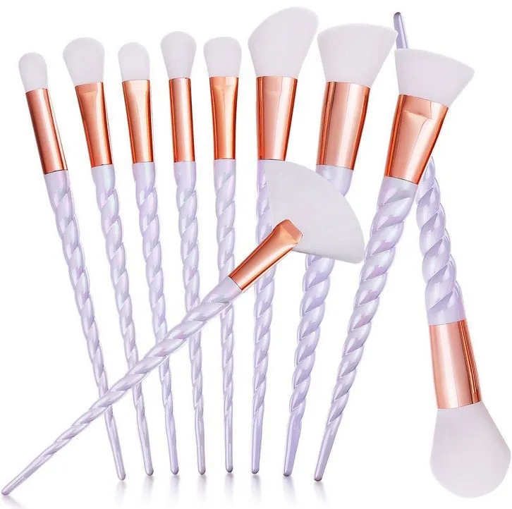 Professional 10PCS Spiral White Handle Makeup Brushes